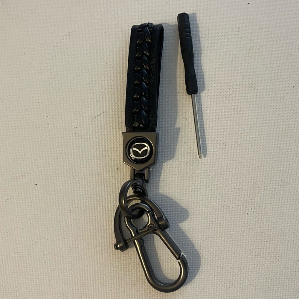 Mazda key fob Keychain in black leather NWT